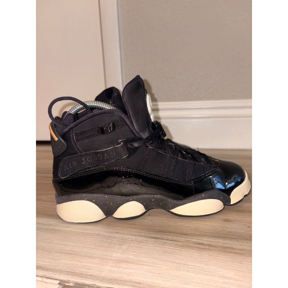Nike Air Jordan 6 Rings 6.5 Youth/Women's 8 Black Metalic Gold Basketball Shoes - Picture 2 of 7